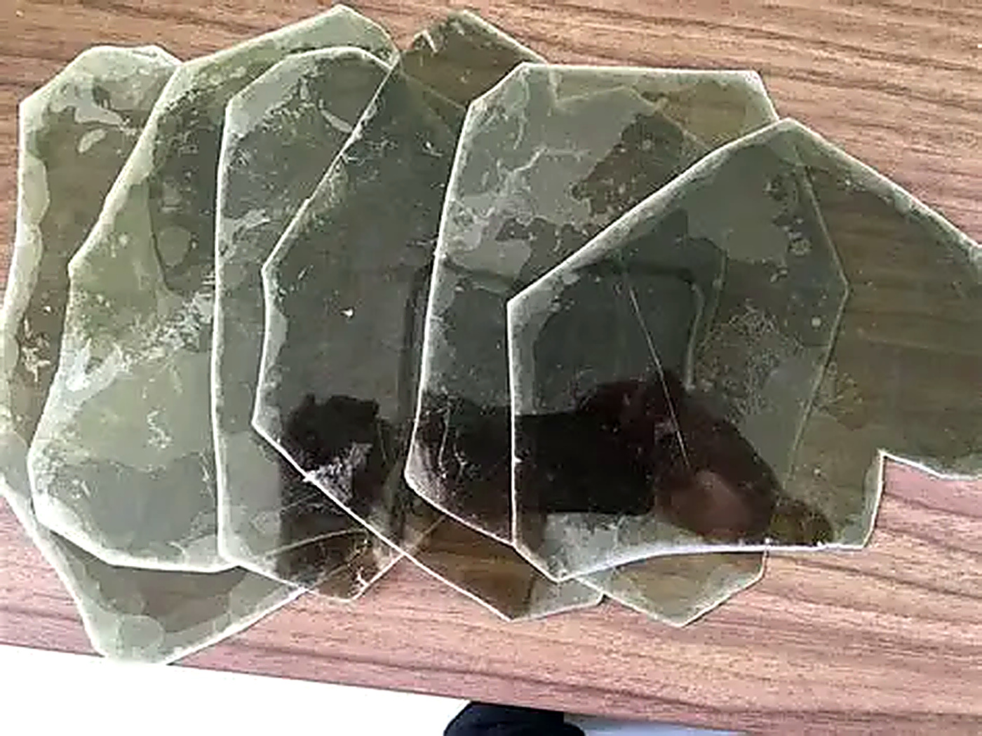 Muscovite mica flakes catching the light